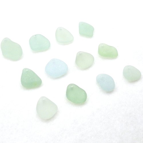 Sea Glass Pendants for Jewelry Making, Light Pastel Beads Top Drilled for Necklaces Frosted Surf Tumbled