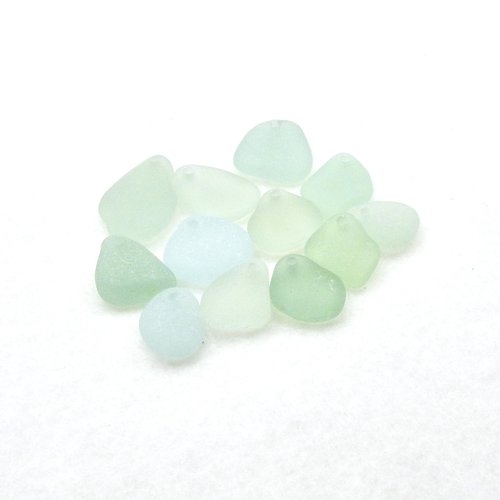 Sea Glass Pendants for Jewelry Making, Light Pastel Beads Top Drilled for Necklaces Frosted Surf Tumbled
