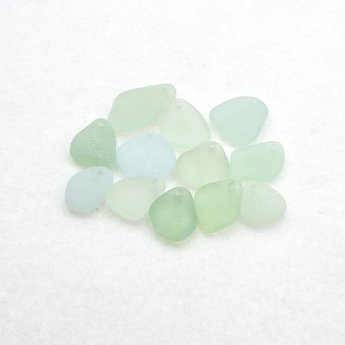 Sea Glass Pendants for Jewelry Making, Light Pastel Beads Top Drilled for Necklaces Frosted Surf Tumbled