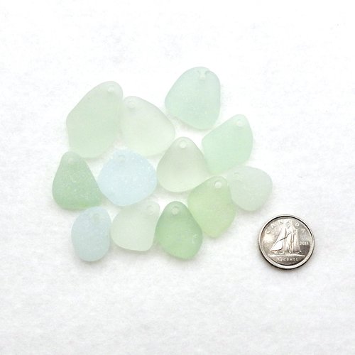 Sea Glass Pendants for Jewelry Making, Light Pastel Beads Top Drilled for Necklaces Frosted Surf Tumbled