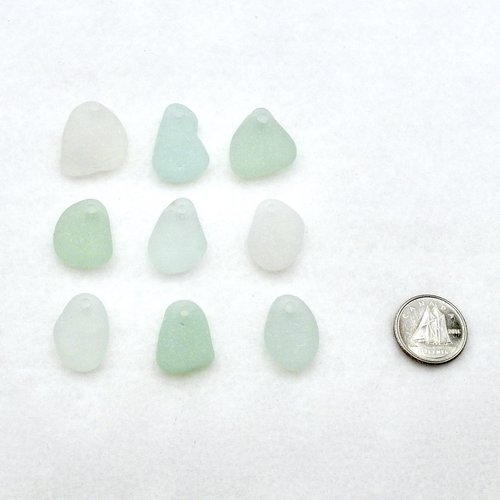 Genuine Sea Glass Pendants, Top Drilled Light Pastel Beach Charms for Jewelry Making