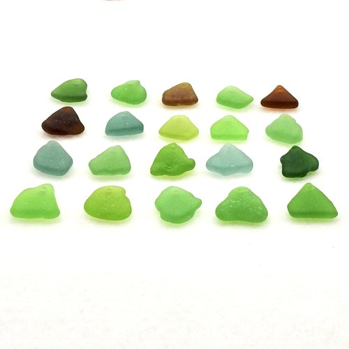Sea Glass Beads with Holes, Top Drilled Small Beach Charms for Jewelry Making Canada Shades of Green Teal and Brown