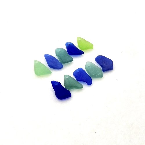 Unusual Charms for Jewelry Making, Top Hole Real Sea Glass Beads, Cobalt Blue Teal Green Craft Supply