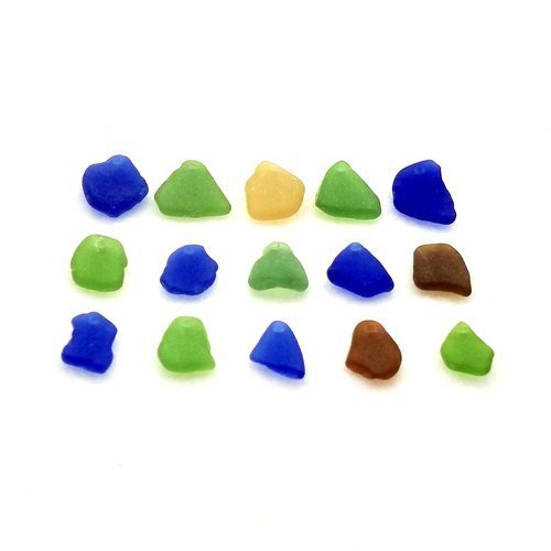Colorful Sea Glass Beads Mixed Charms Beach Pendants for Jewelry Making Drilled Top Hole 