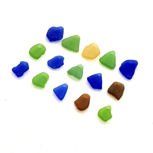 Colorful Sea Glass Beads Mixed Charms Beach Pendants for Jewelry Making Drilled Top Hole 