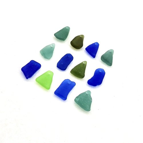 Assorted Drilled Seaglass Charms Top Hole Cool Beads for Jewelry Unique Nature Made Craft Supply