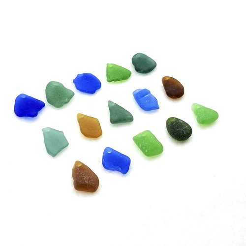 real sea glass with top drilled holes