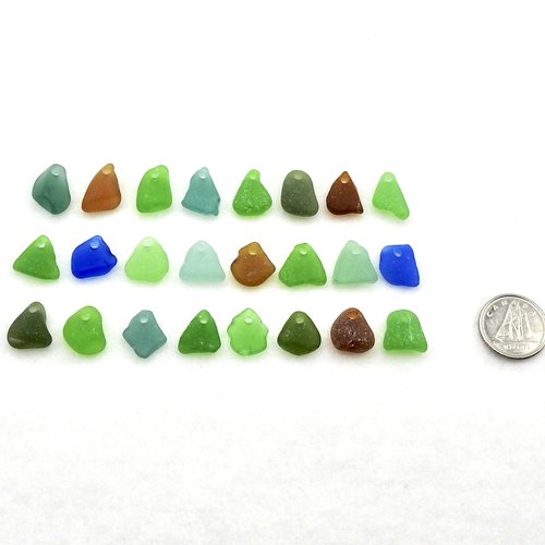 Sea Glass Top Drilled Charms for Jewelry Bracelet Necklace Making Real Craft Beach Glass