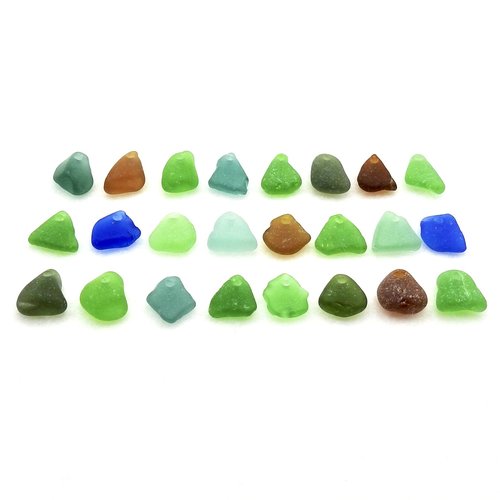Sea Glass Top Drilled Charms for Jewelry Bracelet Necklace Making Real Craft Beach Glass
