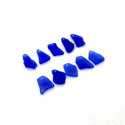 Cobalt Blue Beach Glass Pendants Irregular Shapes for Jewelry Making Beach Craft Supply 