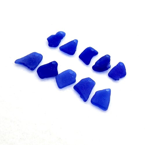 Cobalt Blue Beach Glass Pendants Irregular Shapes for Jewelry Making Beach Craft Supply 