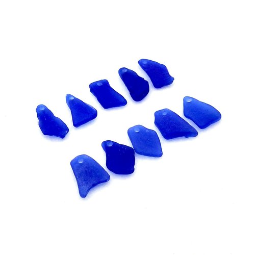 Cobalt Blue Beach Glass Pendants Irregular Shapes for Jewelry Making Beach Craft Supply 