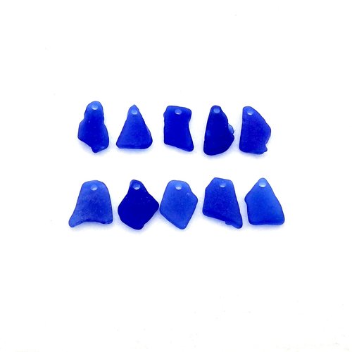 Cobalt Blue Beach Glass Pendants Irregular Shapes for Jewelry Making Beach Craft Supply 