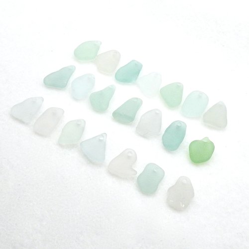 Light Pastel Beach Glass Beads for Jewelry Making Real Sea Glass Charms Top Drilled Craft Supply 