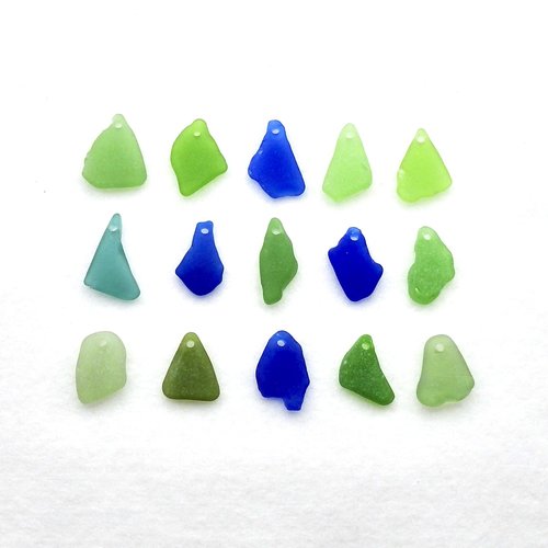 set of 15 sea glass charms pendants
