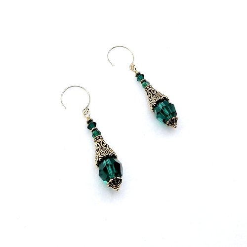 long gold dangles with caps and cones