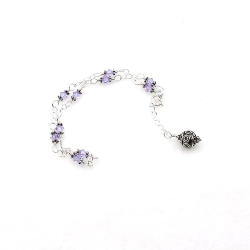 violet purple crystal bead anklet for women