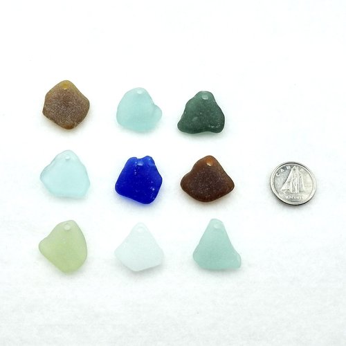 Genuine Sea Glass Pendants Top Hole Drilled Large Charms Beach Craft Supply Mixed Colors 