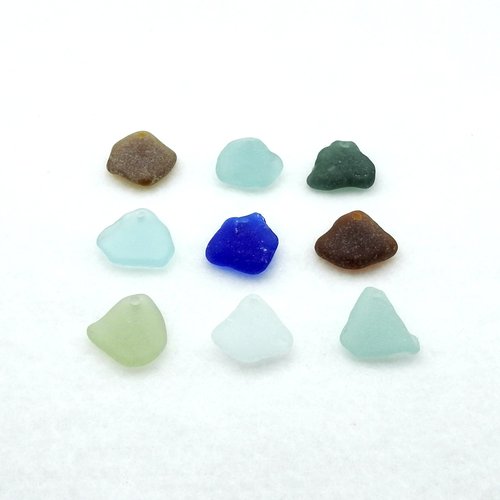 Genuine Sea Glass Pendants Top Hole Drilled Large Charms Beach Craft Supply Mixed Colors 