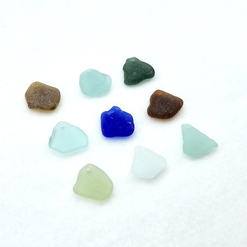 Genuine Sea Glass Pendants Top Hole Drilled Large Charms Beach Craft Supply Mixed Colors 