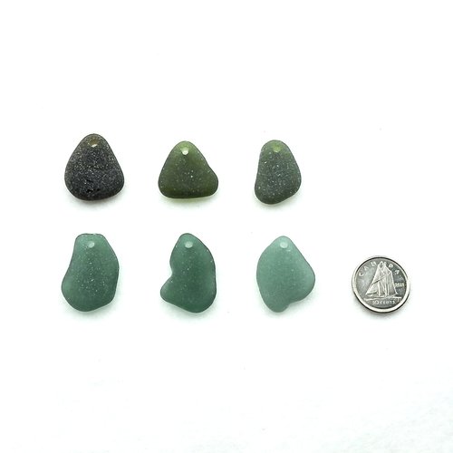 Sea Glass Pendants for Jewelry Making Drilled Real Beach Glass Beads Dark Colors 