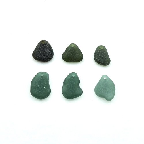 Sea Glass Pendants for Jewelry Making Drilled Real Beach Glass Beads Dark Colors 