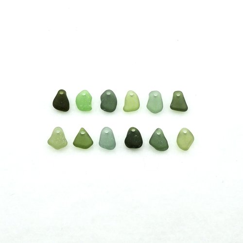Real Sea Glass Beads Green Charms Top Drilled for Jewelry Making or Beach Crafts