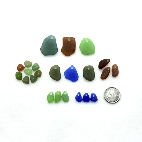 Sea Glass Mix Beads Charms Pendants for Jewelry Making Drilled Real Beach Craft Supply 