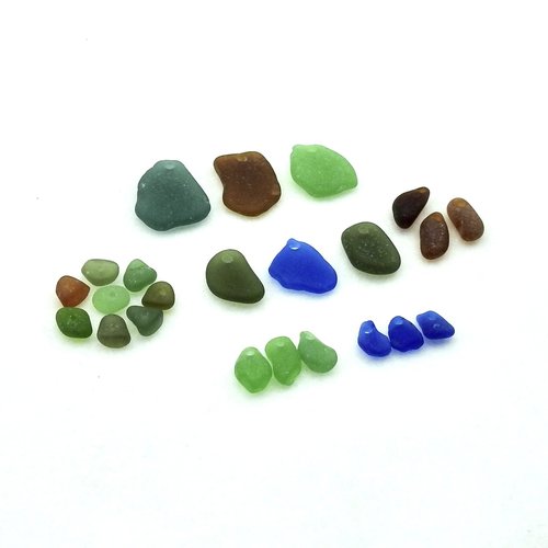 Sea Glass Mix Beads Charms Pendants for Jewelry Making Drilled Real Beach Craft Supply 