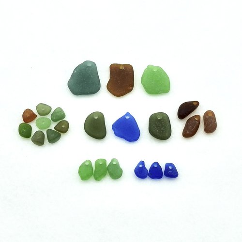 Sea Glass Mix Beads Charms Pendants for Jewelry Making Drilled Real Beach Craft Supply 