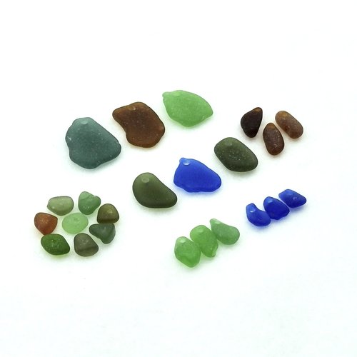 Sea Glass Mix Beads Charms Pendants for Jewelry Making Drilled Real Beach Craft Supply 