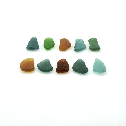 Real Sea Glass Charms or Pendants for Jewelry Making Beach Crafts Green Teal Brown