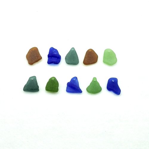 Real Sea Glass Charms Pendants for Jewelry Making Beach Craft Supply Green Teal Brown Blue