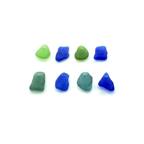 Real Sea Glass Charms for Jewelry Making Drilled Beach Craft Beads Green, Teal and Cobalt Blue