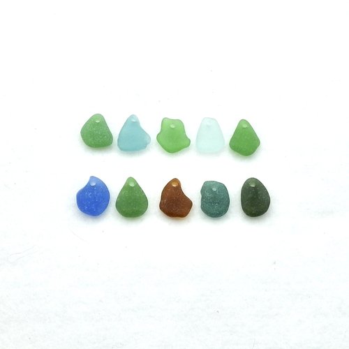 Real Sea Glass Charms or Pendants for Jewelry Making Beach Craft Supply Mixed Colors