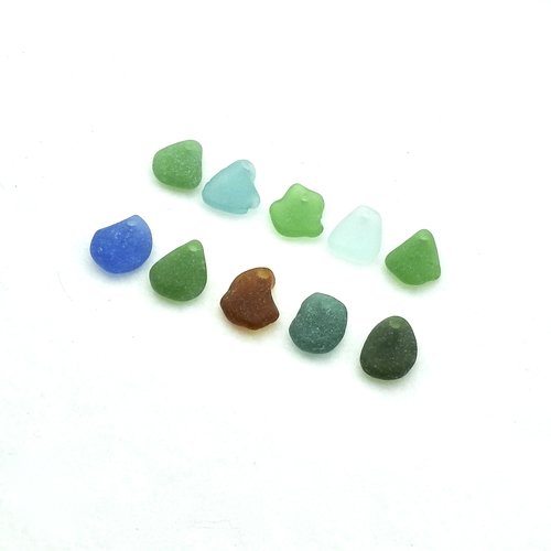 Real Sea Glass Charms or Pendants for Jewelry Making Beach Craft Supply Mixed Colors