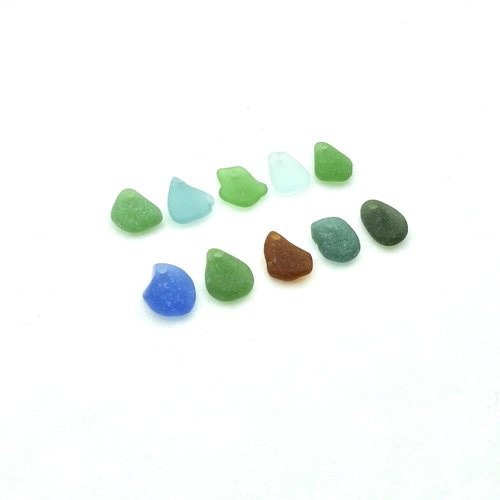 Real Sea Glass Charms or Pendants for Jewelry Making Beach Craft Supply Mixed Colors