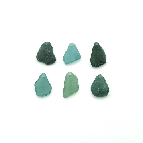 Real Sea Glass Rough Pendants for Jewelry Making Beach Craft Supply Teal Green Blue