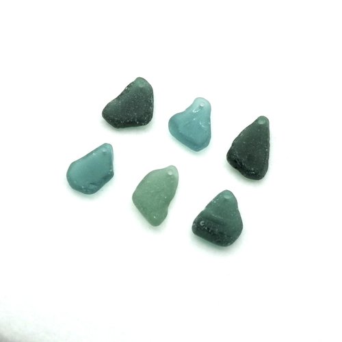 Real Sea Glass Rough Pendants for Jewelry Making Beach Craft Supply Teal Green Blue