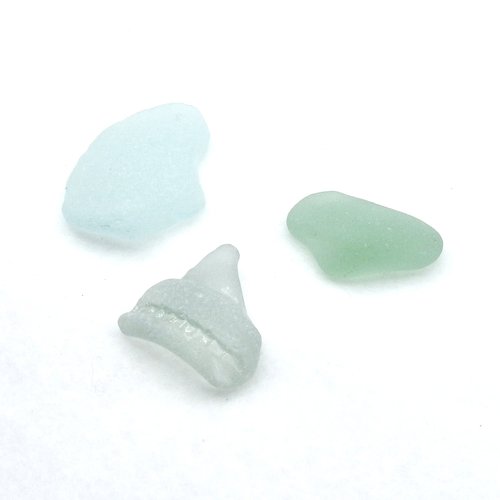 Real Sea Glass Pieces Unique Shapes Heart Bottleneck Collectible Beach Display
