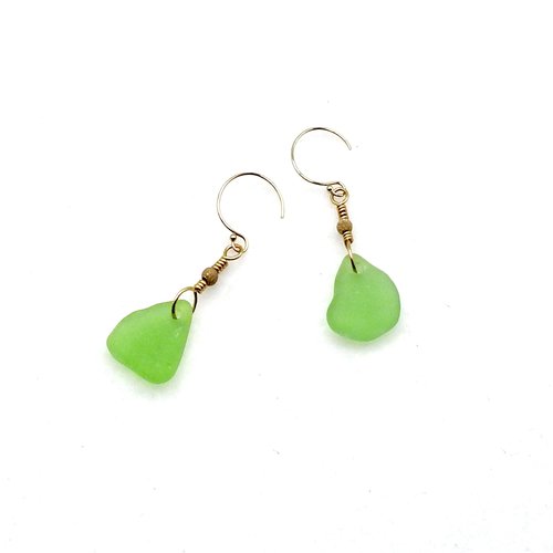 green sea glass earrings