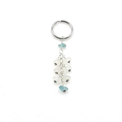 white dangly key chain 