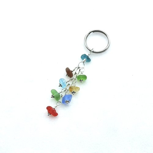 beach glass key chain long dangly