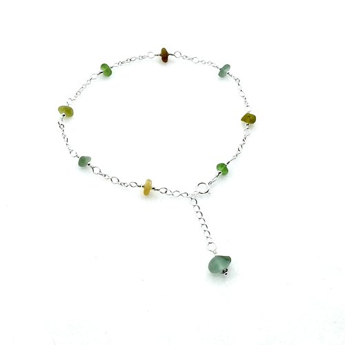 beach glass beaded ankle bracelet 