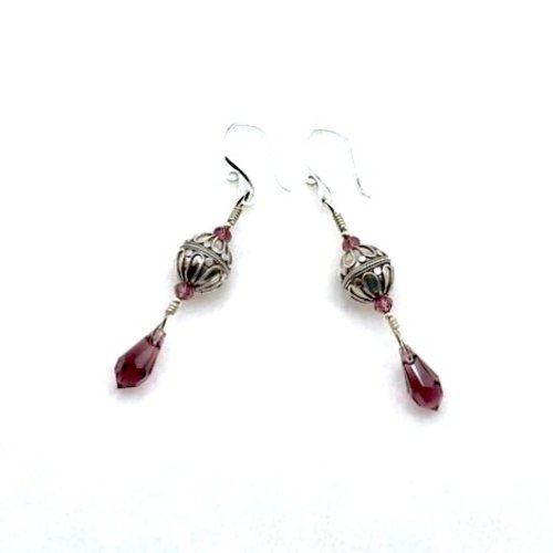 purple crystal earrings for women