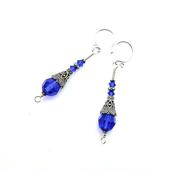 dark blue crystal earrings for women