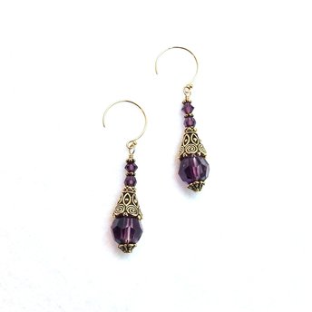 purple dangle crystal earrings 