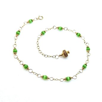 green beaded anklet for women