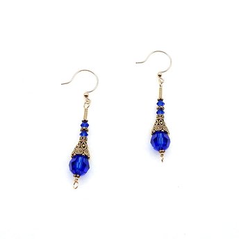 long blue crystal earrings for women