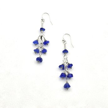 sea glass dangly cluster drop earrings